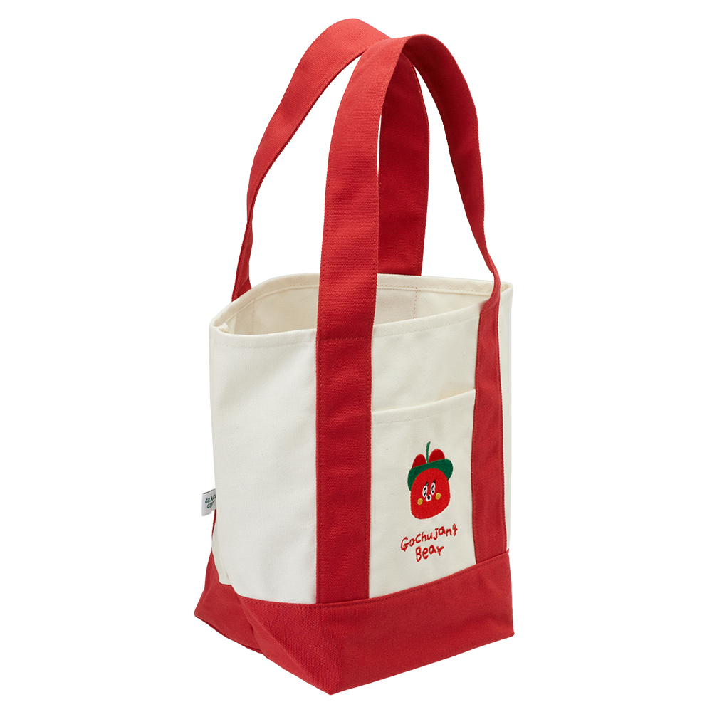 GraceGift Wasabi Bear聯名 辣椒醬熊 撞色口袋肩背帆布包 正紅色