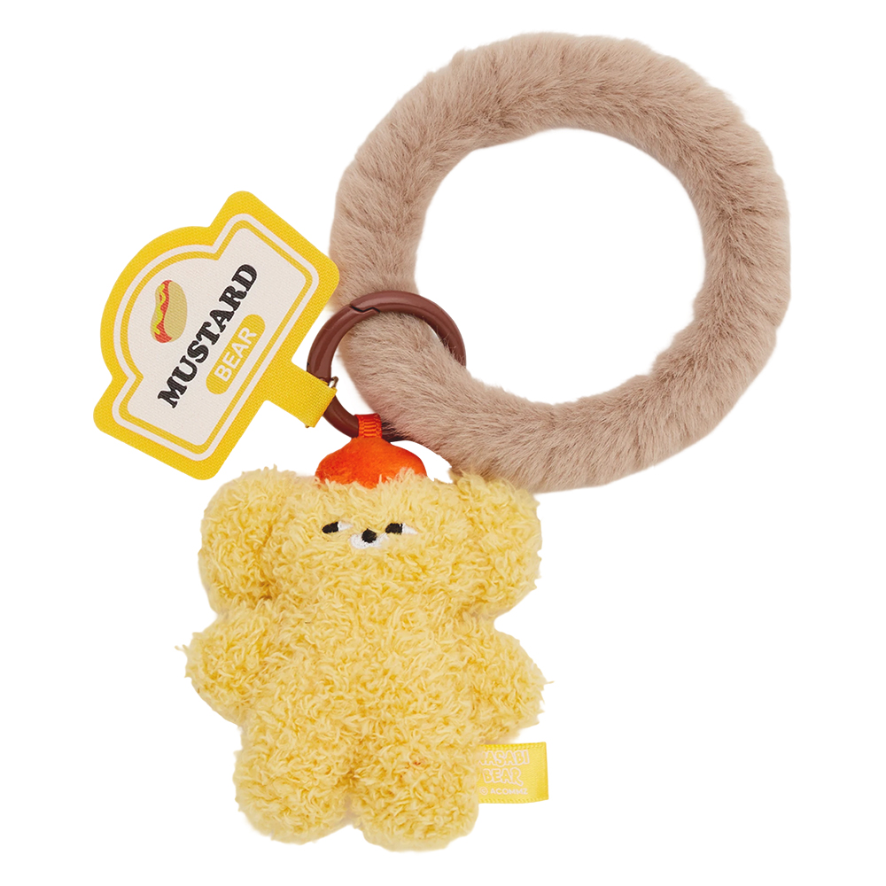 GraceGift Wasabi Bear聯名 黃芥末熊 絨毛手機掛環 黃色