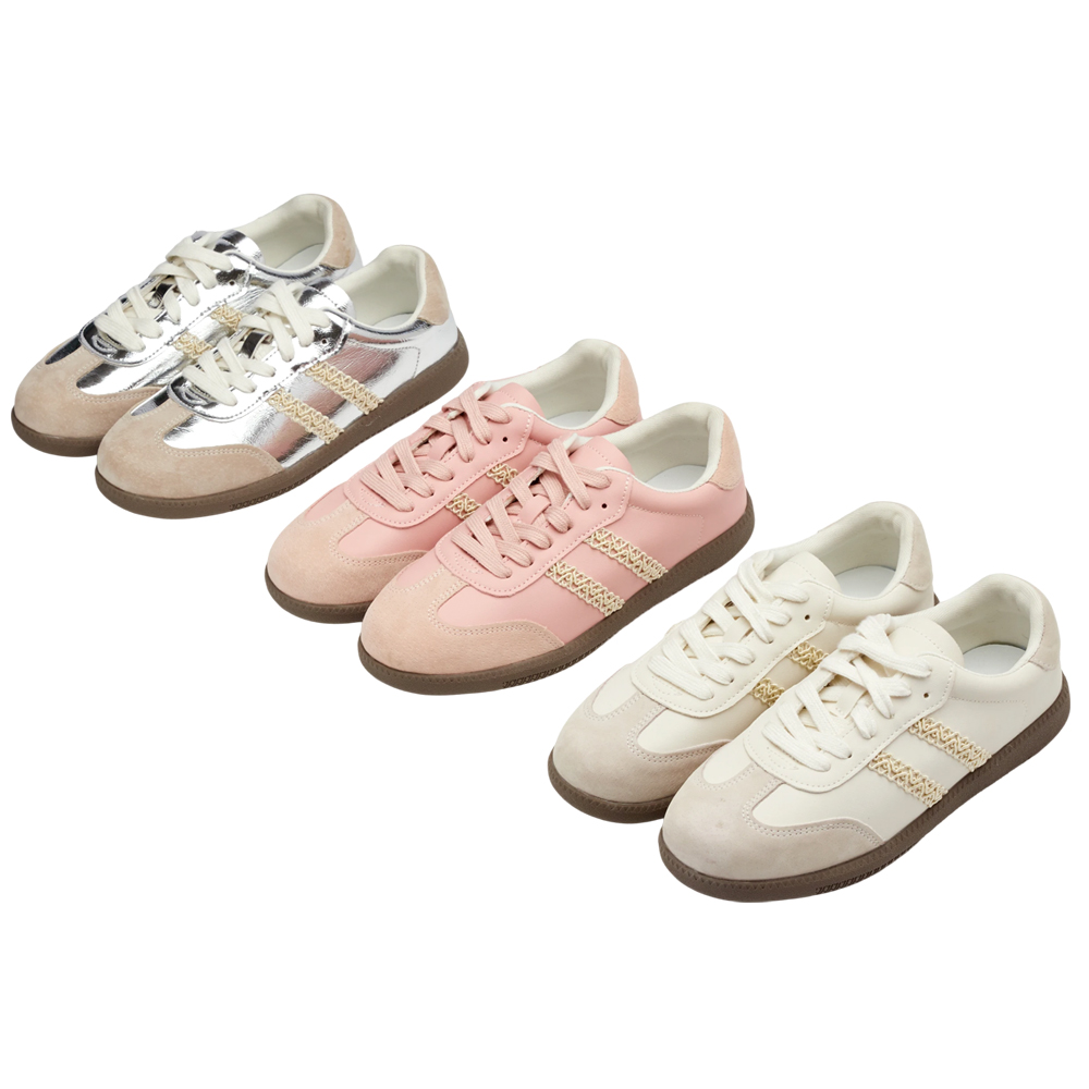 GraceGift 平價女鞋 復古摩登 真皮拼接薄底德訓鞋 附柔光紗帶 正紅色 實品圖