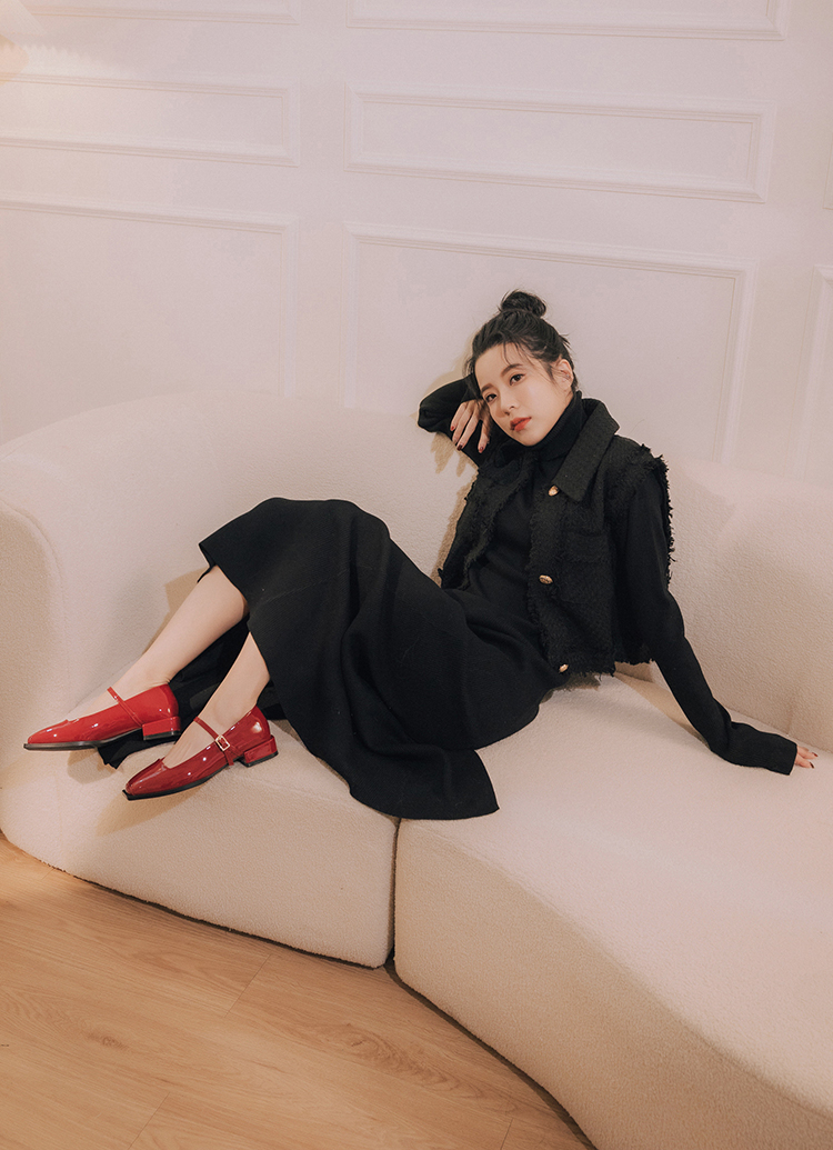 GraceGift Alice聯名 優雅芭蕾 低跟 瑪莉珍鞋 紅漆