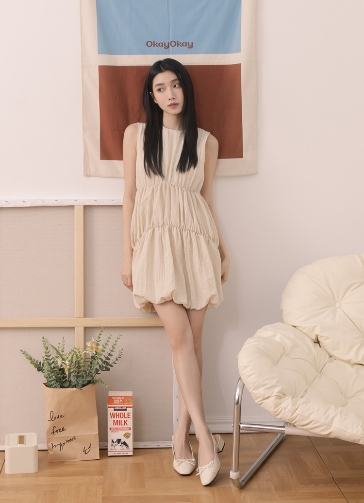 GraceGift平價女鞋 時尚秀場 方頭 韓系清新蝴蝶結後空跟鞋 米白色