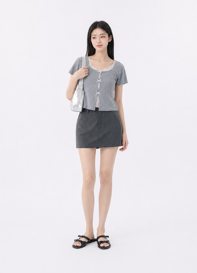 GraceGift平價女鞋 時尚秀場 圓頭 韓系夏日蝴蝶結雲感平底拖鞋 黑色
