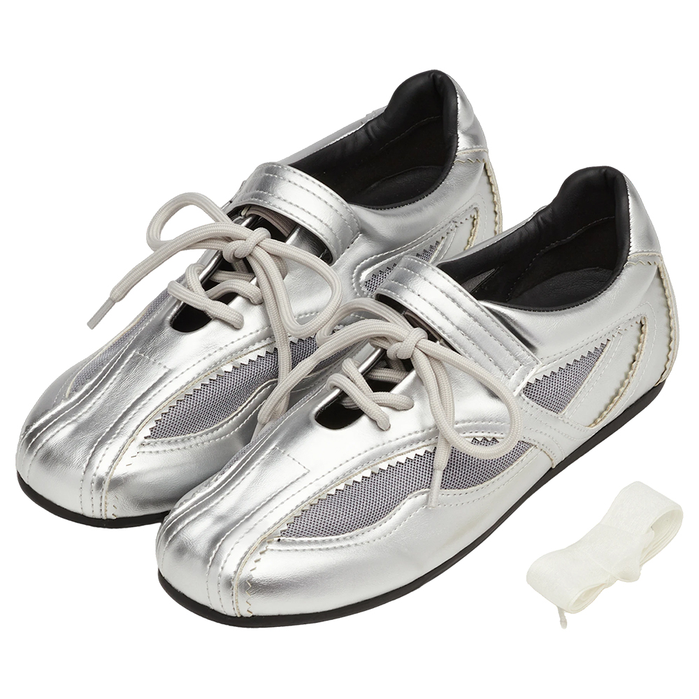 芭蕾少女方頭2WAY綁帶魔鬼氈運動鞋 銀