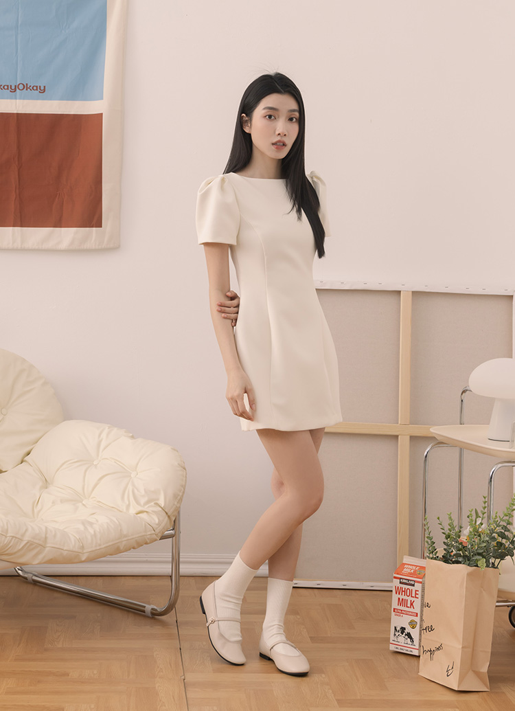 GraceGift平價女鞋 俏皮少女 素面 花釦 芭蕾舞瑪莉珍鞋 杏