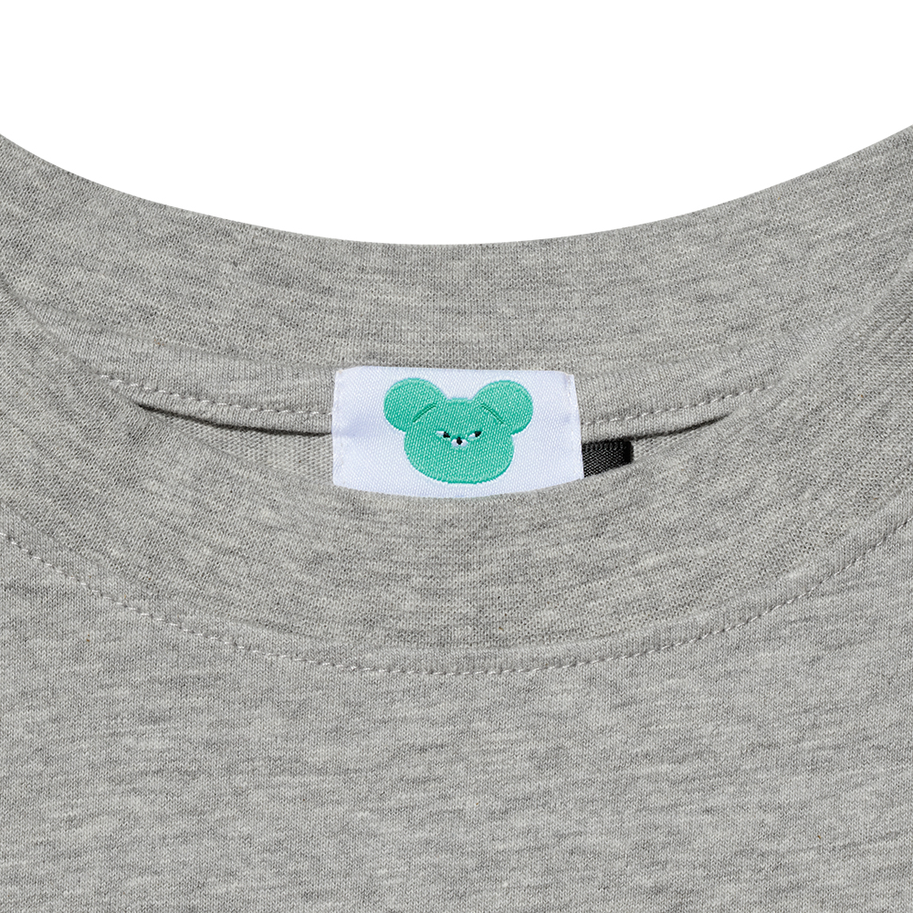 GraceGift Wasabi Bear聯名 Wasabi Bear芥末熊復古像素風印花短袖T恤 灰色