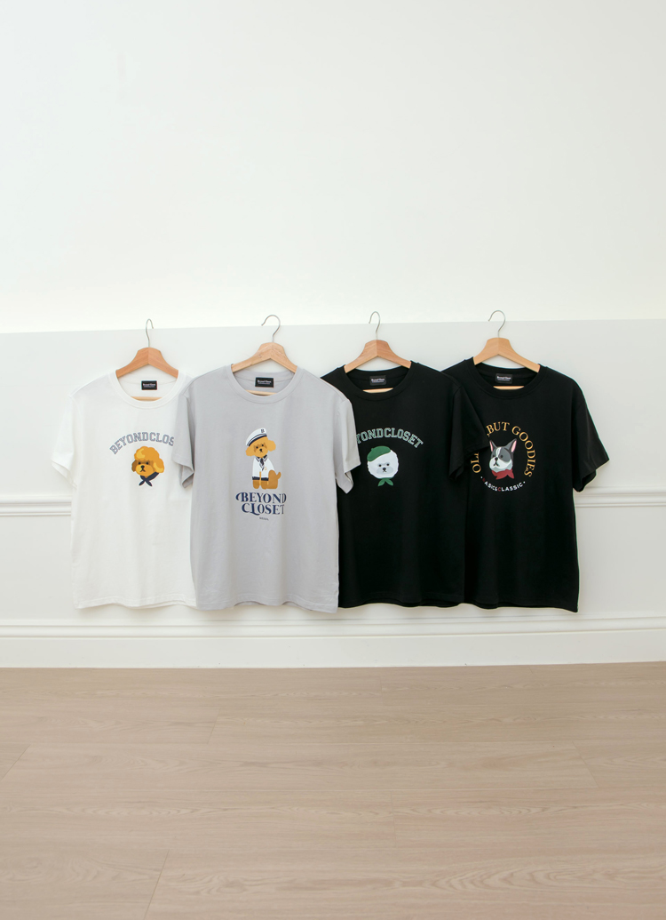 韓國Beyond Closet 水手貴賓印花短版T-shirt 淺灰