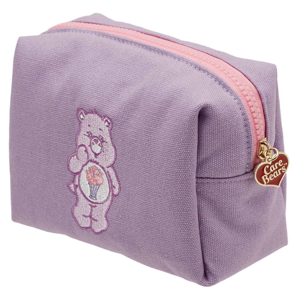 Care Bears-分享小熊電繡格紋帆布化妝包 紫