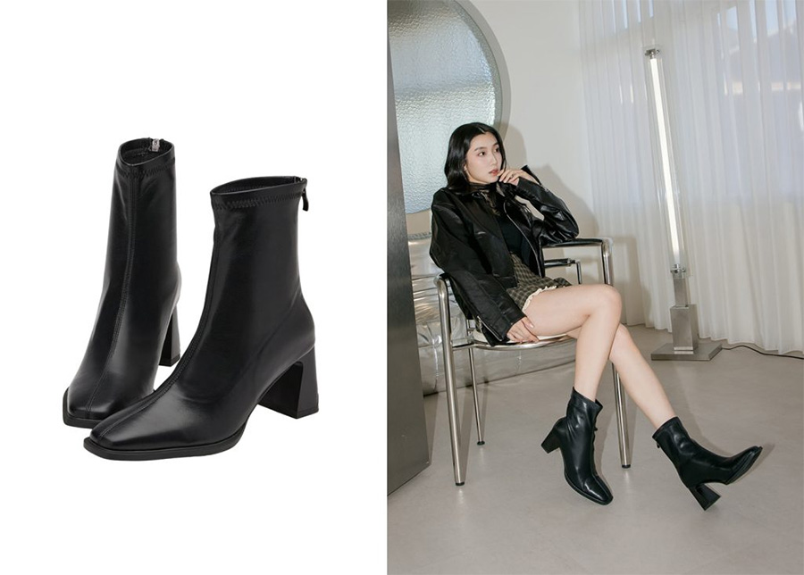 方頭高跟襪靴穿搭，修飾小腿線條的冬天顯瘦鞋款
