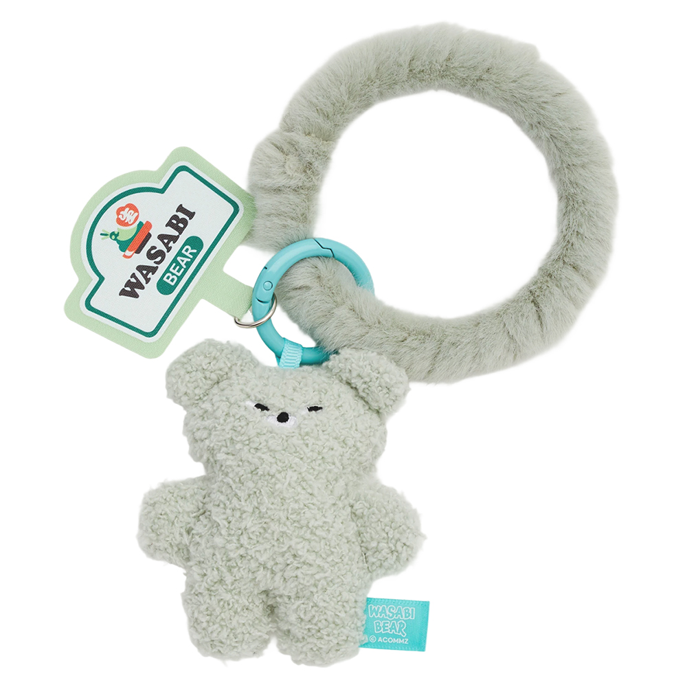 GraceGift Wasabi Bear聯名 芥末熊 絨毛手機掛環 藍綠色