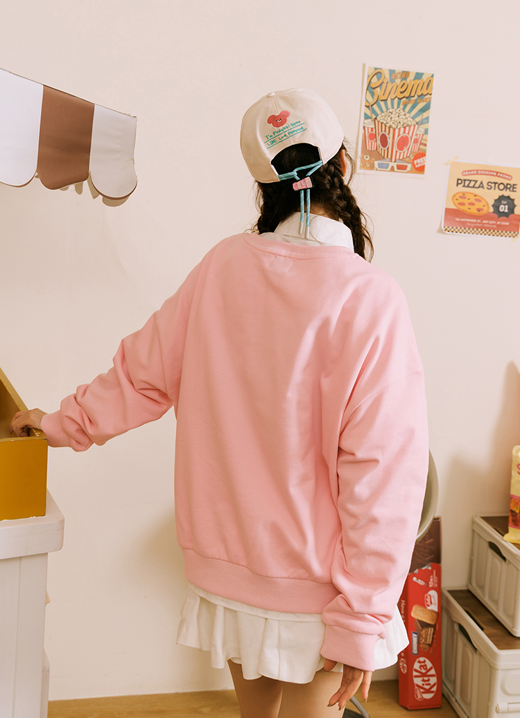 GraceGift Wasabi Bear 粉芥末熊 拉繩調節電繡棒球帽 白色