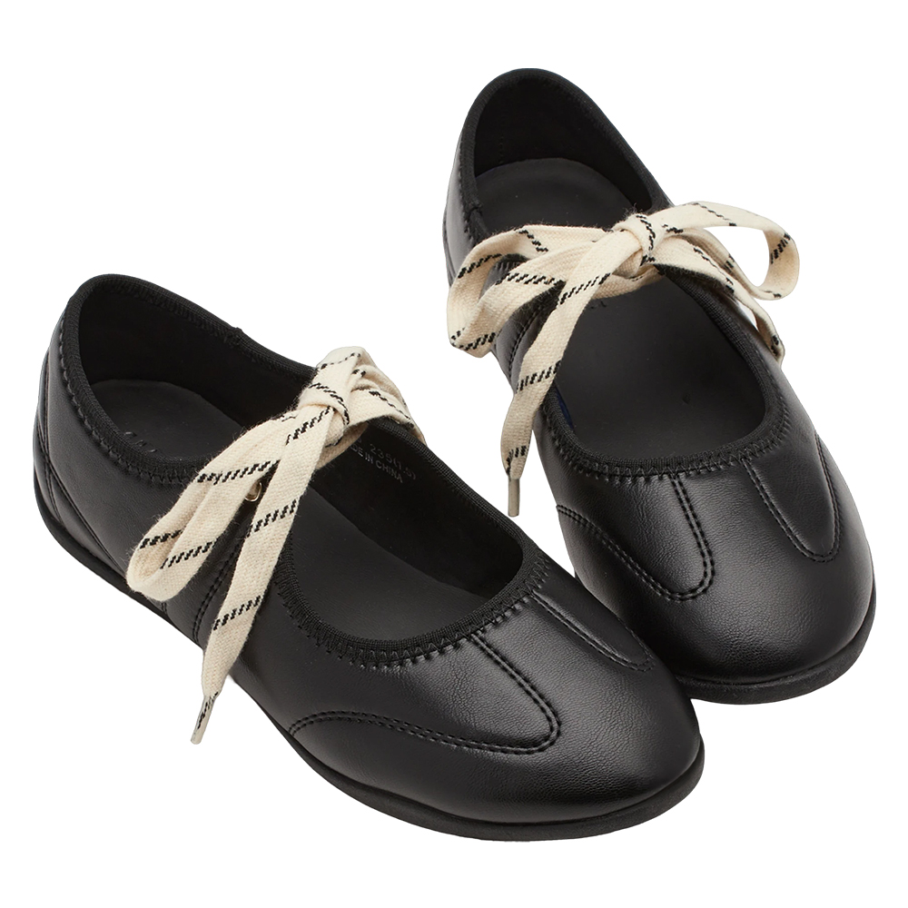 芭蕾日常2WAY蝴蝶結綁帶薄底運動鞋 黑