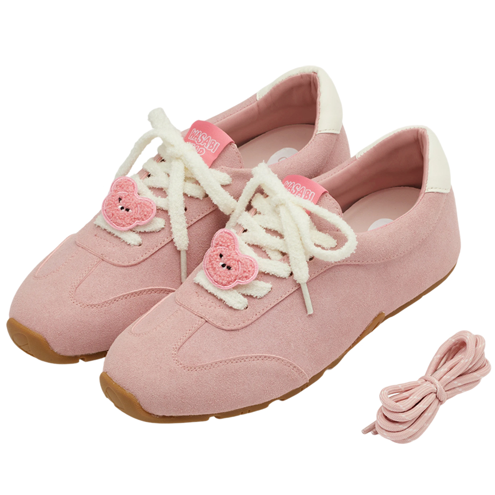 Grace Gift 平價女鞋 Wasabi Bear 聯名 粉芥末熊 休閒運動鞋 粉紅色 穿搭實拍