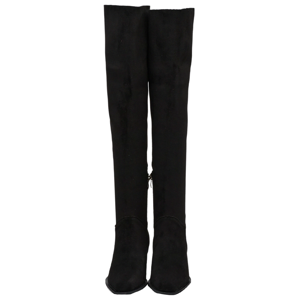 溫柔歐膩3way絨布過膝堆堆長靴 黑