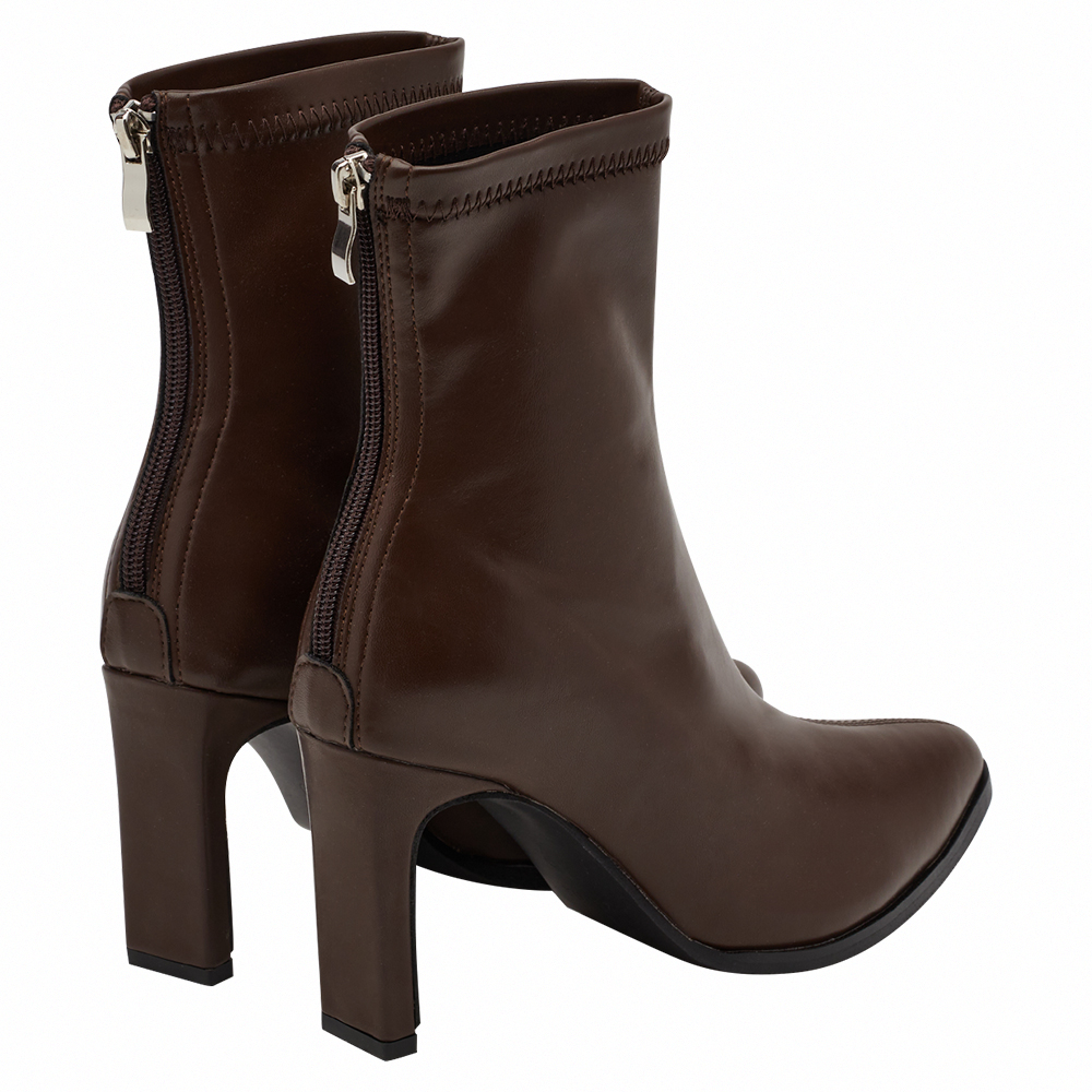 GraceGift平價女鞋 明星舞台咖啡色尖頭高跟襪靴
