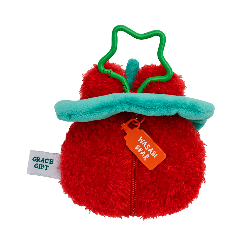 GraceGift Wasabi Bear聯名 辣椒醬熊 絨毛星星吊飾飲料提袋 隨行包 正紅色