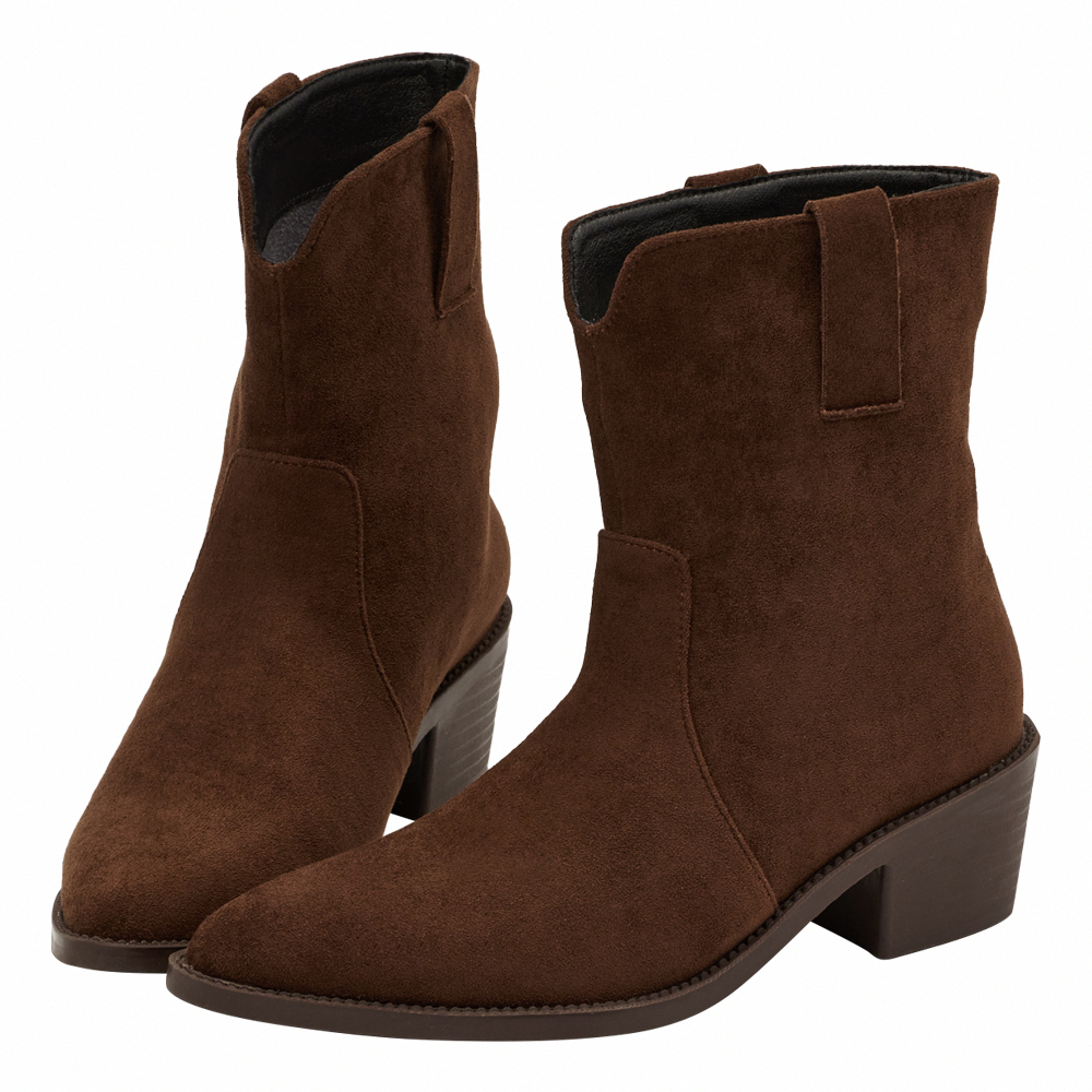 超模尖頭絨布2way可拆式褲管西部長靴 咖