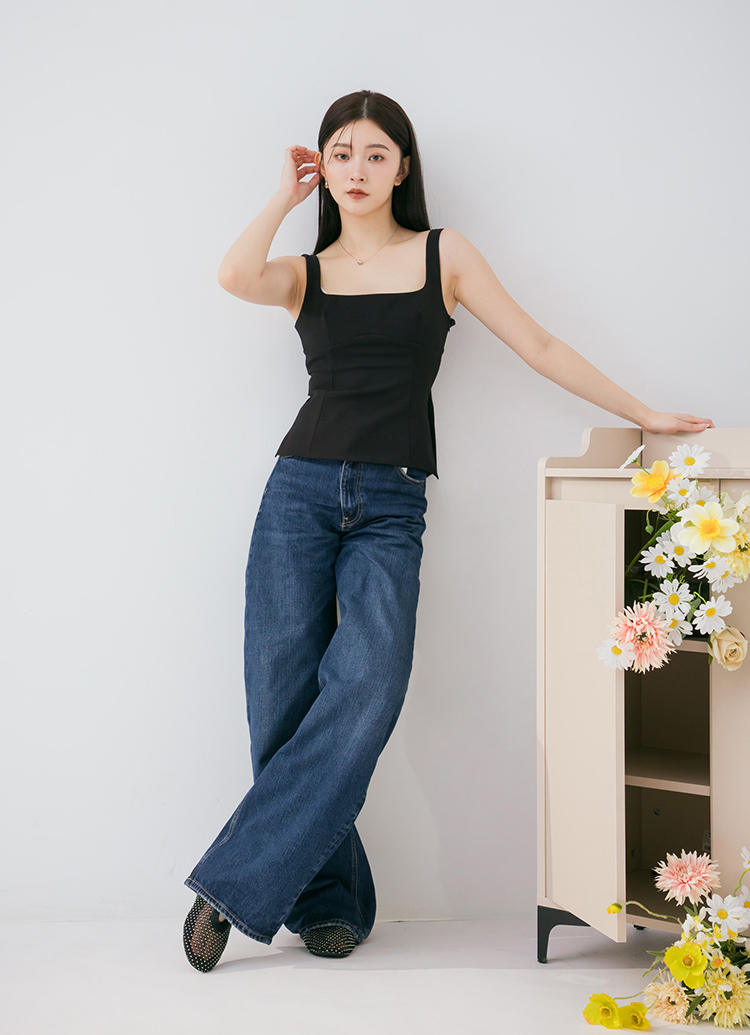 Grace Gift 平價女鞋 夢幻細鑽漁網透感瑪莉珍鞋 黑色 平底瑪莉珍鞋 實拍圖