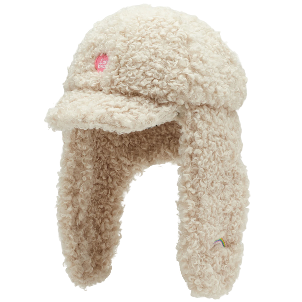 Care Bears-樂觀小熊2WAY羊羔絨保暖飛行帽 米白