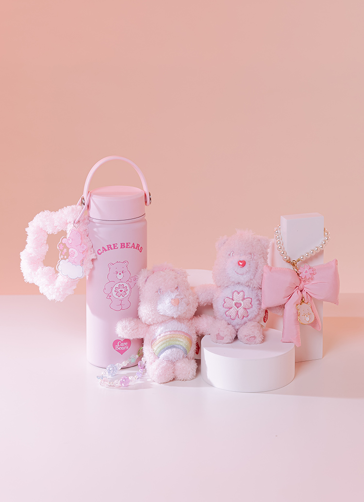 GraceGift CareBears聯名 櫻花熊 櫻花季限定 櫻花小熊絨毛玩偶鑰匙圈 粉色