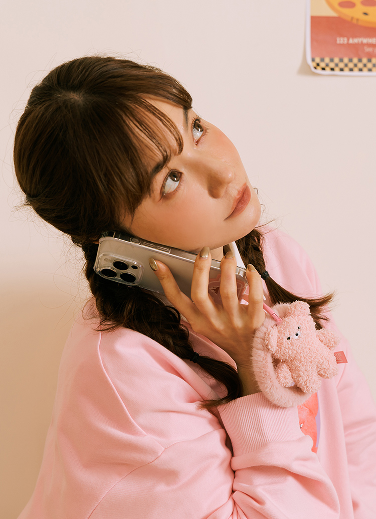 GraceGift Wasabi Bear聯名 粉芥末熊 絨毛手機掛環 紅色