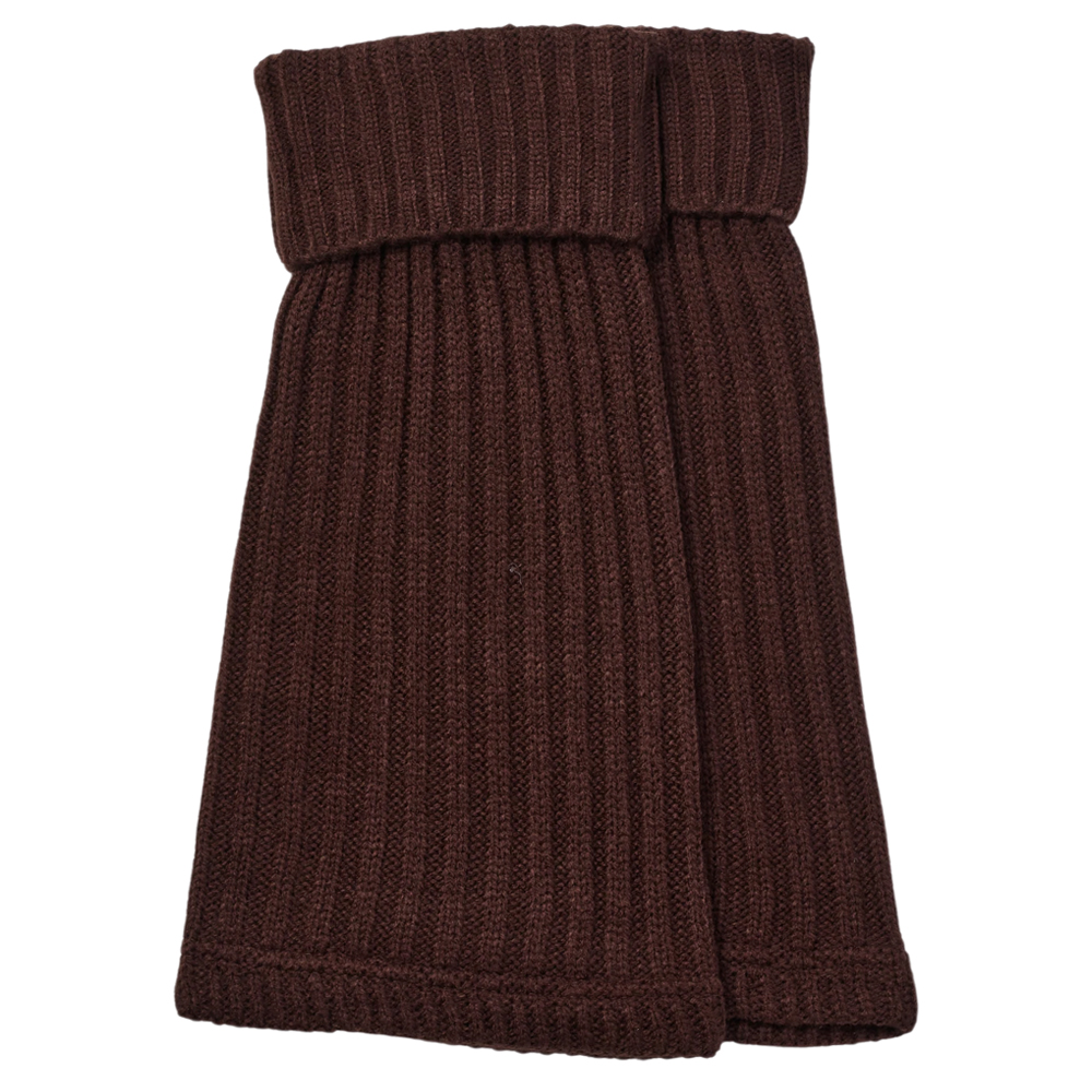 素面反折直紋針織堆堆襪套 咖