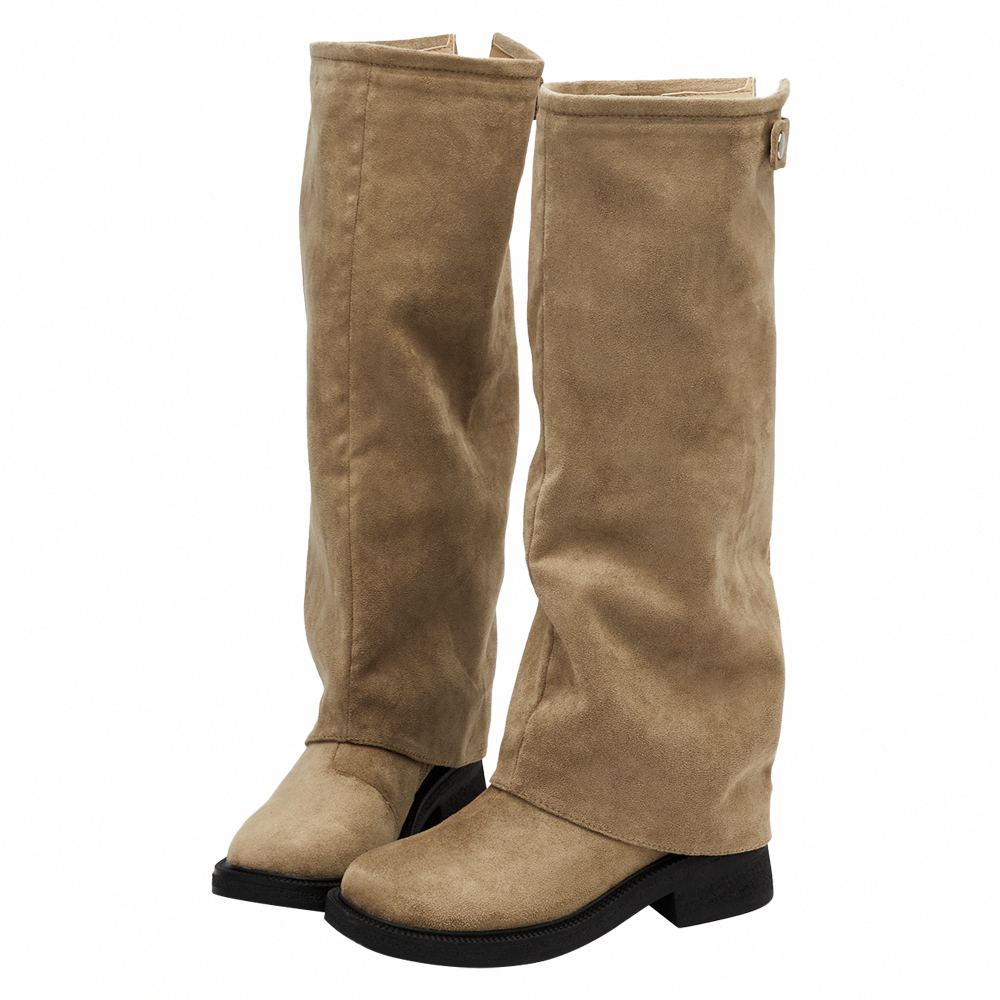 穿搭利器2way可拆式褲管堆堆長靴 卡其