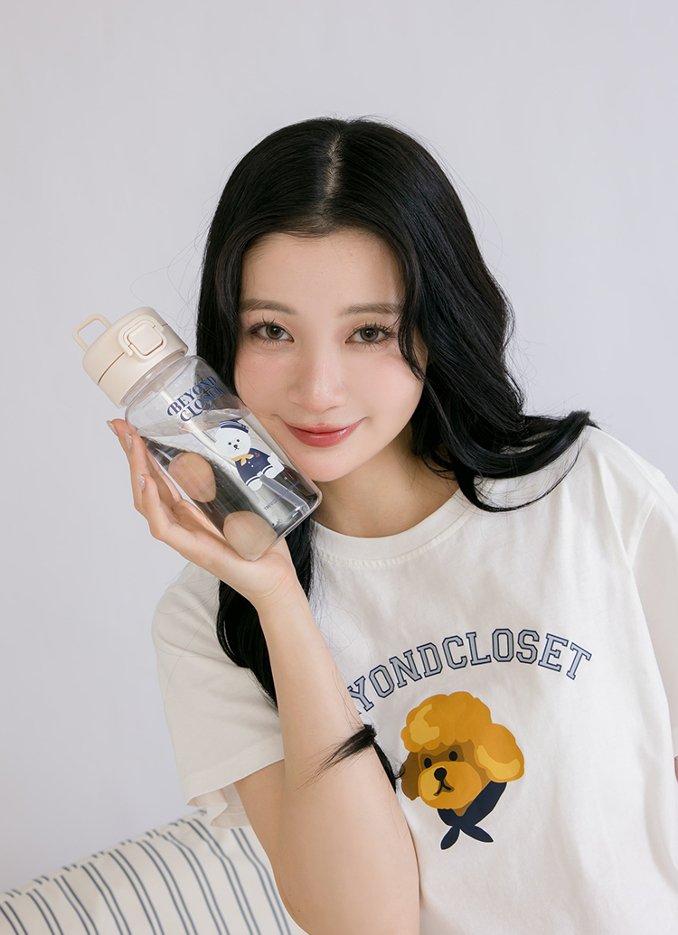 韓國Beyond Closet 貝雷帽比熊犬印花360ml冷水瓶 深藍