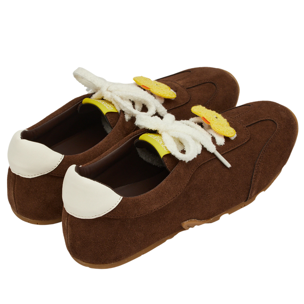 Grace Gift 平價女鞋 Wasabi Bear 聯名 黃芥末熊 休閒運動鞋 咖色 穿搭實拍