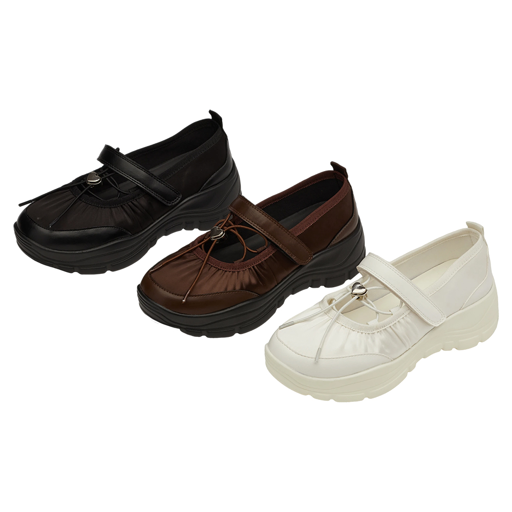 GraceGift平價女鞋 愛心 交叉繫繩 輕量厚底 芭蕾舞運動鞋 咖啡色