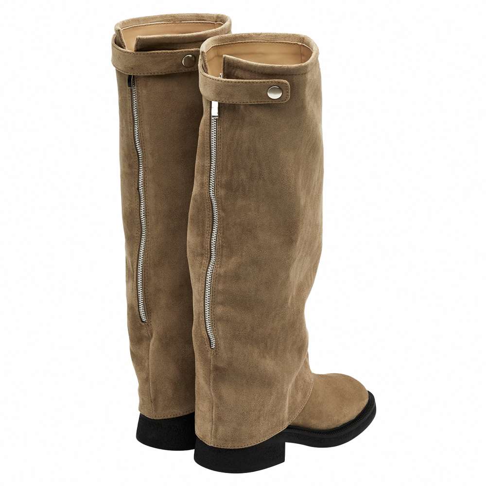 穿搭利器2way可拆式褲管堆堆長靴 卡其