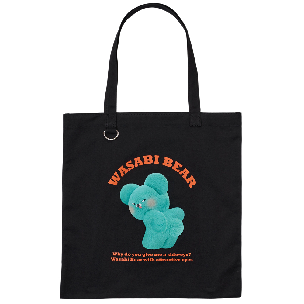 Grace Gift 平價女鞋 Wasabi Bear 聯名 芥末熊 印花帆布包 正紅色 實拍圖