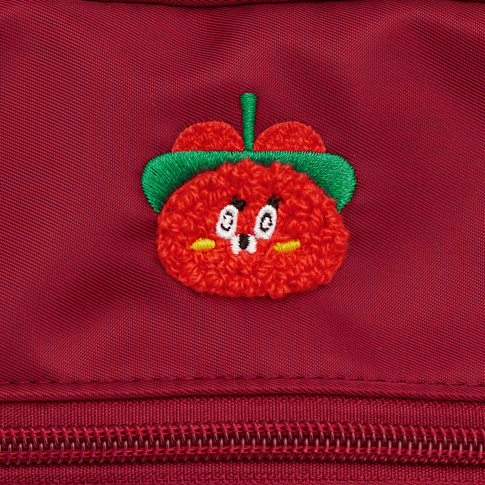 GraceGift Wasabi Bear聯名 辣椒醬 熊雙層斜背尼龍隨身包 紅色 實拍圖