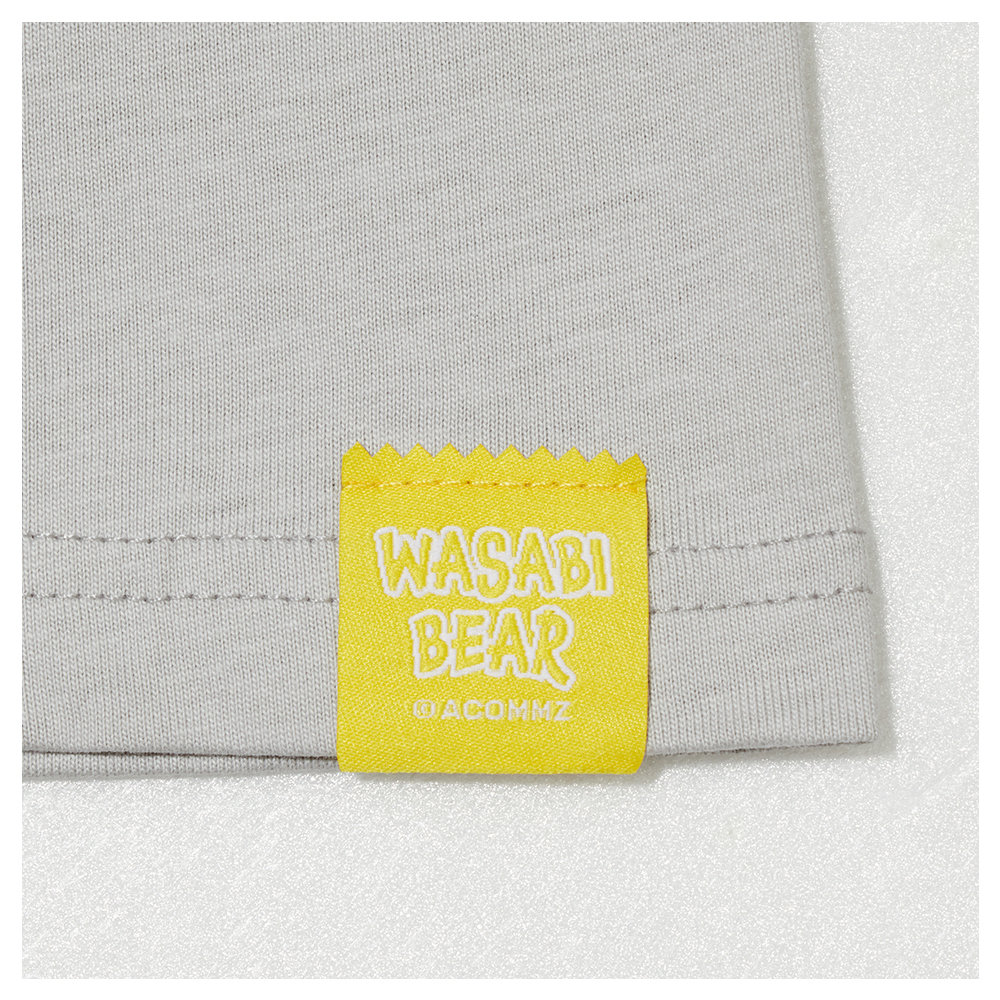 GraceGift Wasabi Bear聯名 黃芥末熊緞帶蝴蝶結短袖T恤 灰