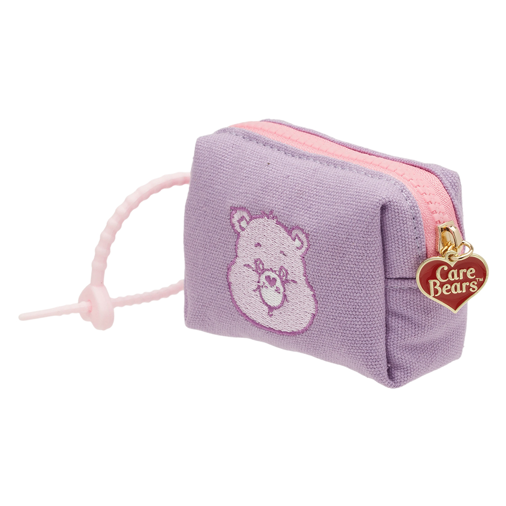 Care Bears-分享小熊電繡格紋吊飾零錢包 紫
