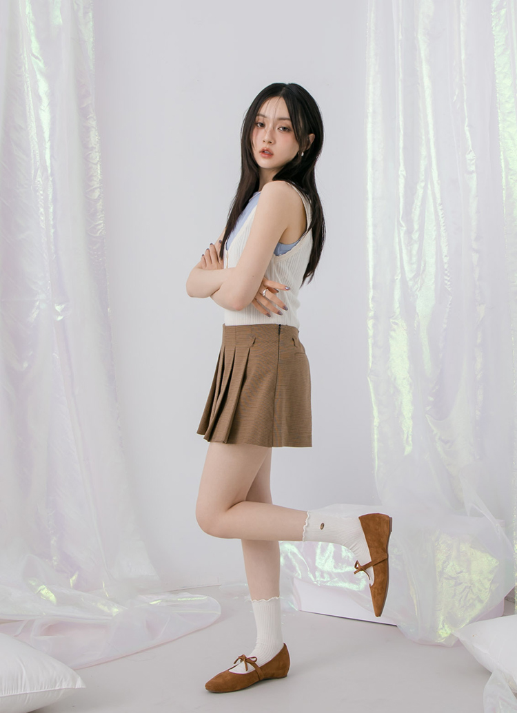 GraceGift平價女鞋 時尚秀場 圓頭 日常可愛感蝴蝶結瑪莉珍內增高平底鞋 棕色