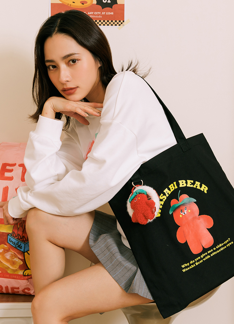 GraceGift Wasabi Bear聯名 辣椒醬熊 絨毛手機掛環 紅色