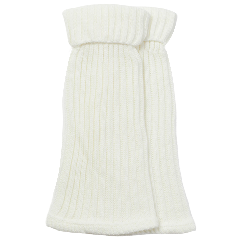 素面反折直紋針織堆堆襪套 米白