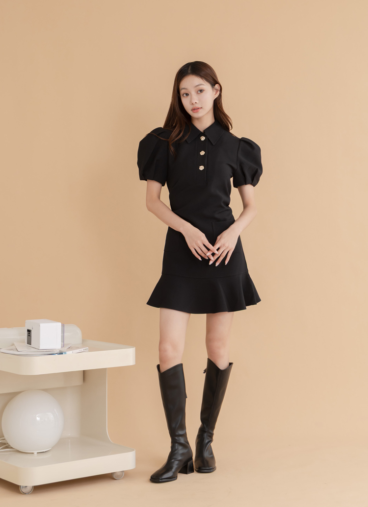 Grace Gift 平價女鞋 俐落V口 瘦瘦長靴 黑色 實拍圖