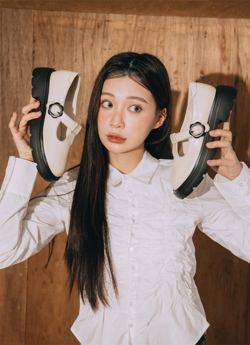 修飾腿型T字瑪莉珍鞋