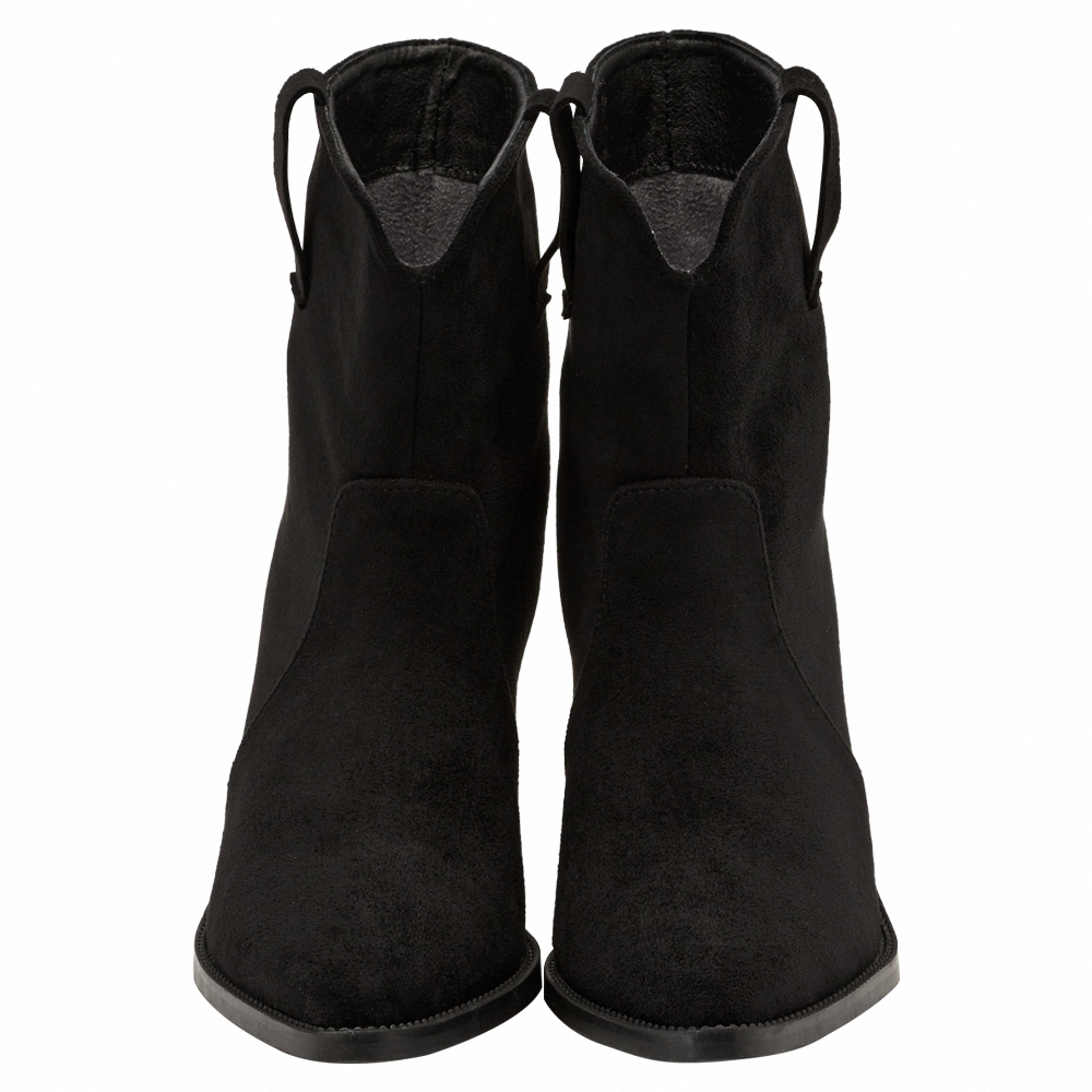 超模尖頭絨布2way可拆式褲管西部長靴 黑