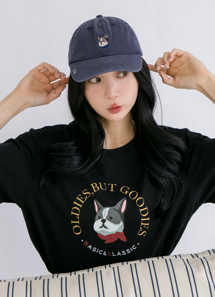 韓國Beyond Closet 法鬥刺繡休閒棒球帽 深藍