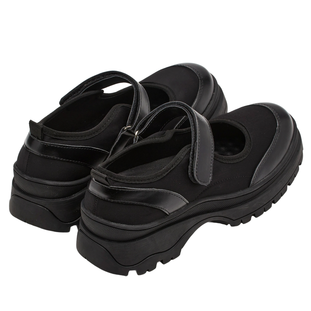 輕運動風拼接魔鬼氈瑪莉珍運動鞋 黑