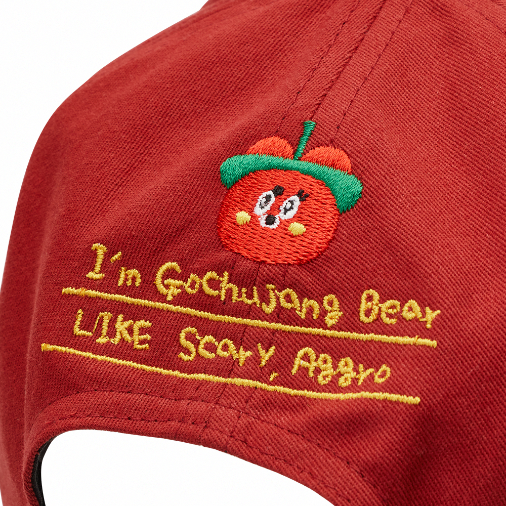 GraceGift Wasabi Bear聯名 辣椒醬熊 拉繩調節電繡棒球帽 正紅色