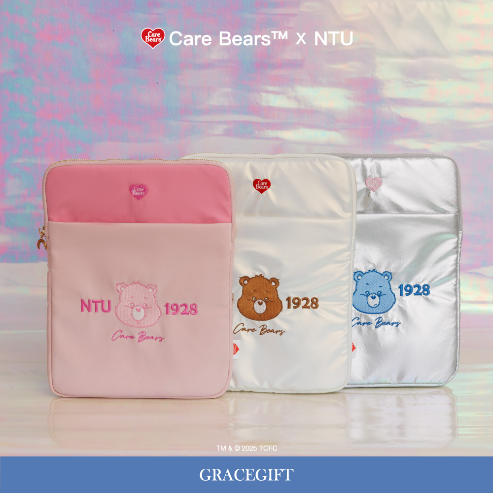 GraceGift Care Bears聯名  NTU樂觀小熊澎澎空氣平板包 粉色 實拍圖