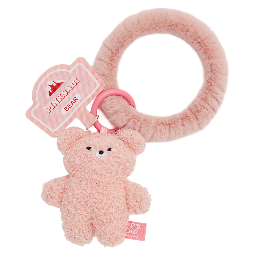 GraceGift Wasabi Bear聯名 粉芥末熊 絨毛手機掛環 紅色