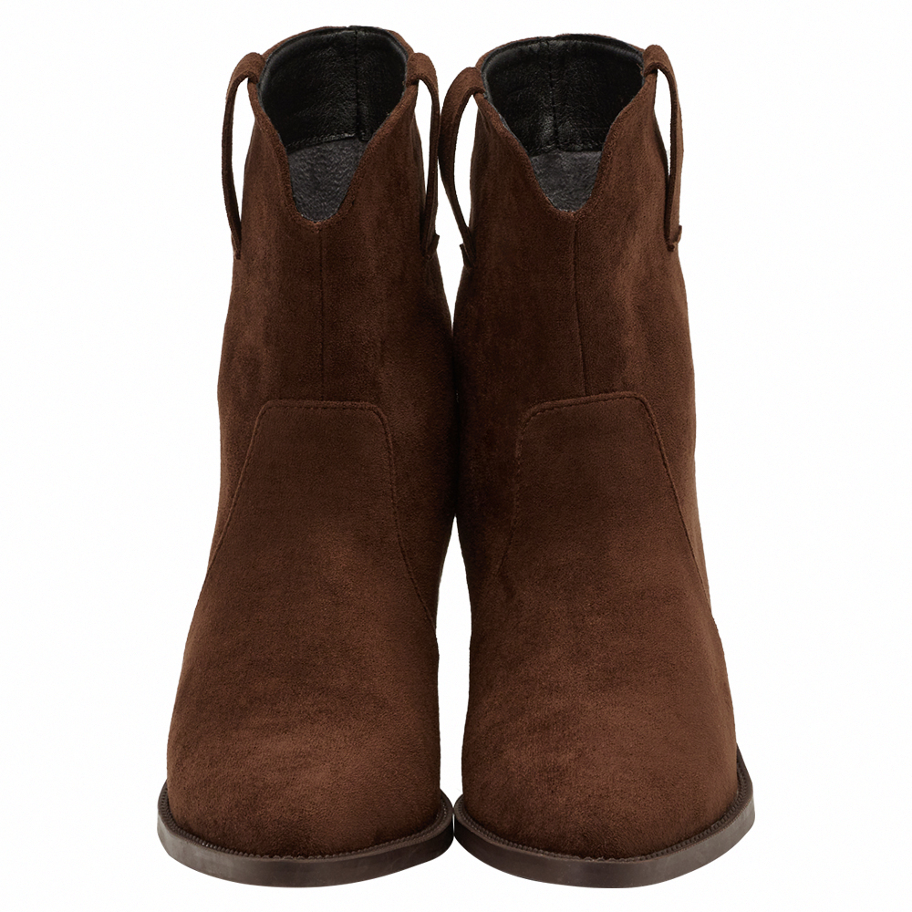 超模尖頭絨布2way可拆式褲管西部長靴 咖