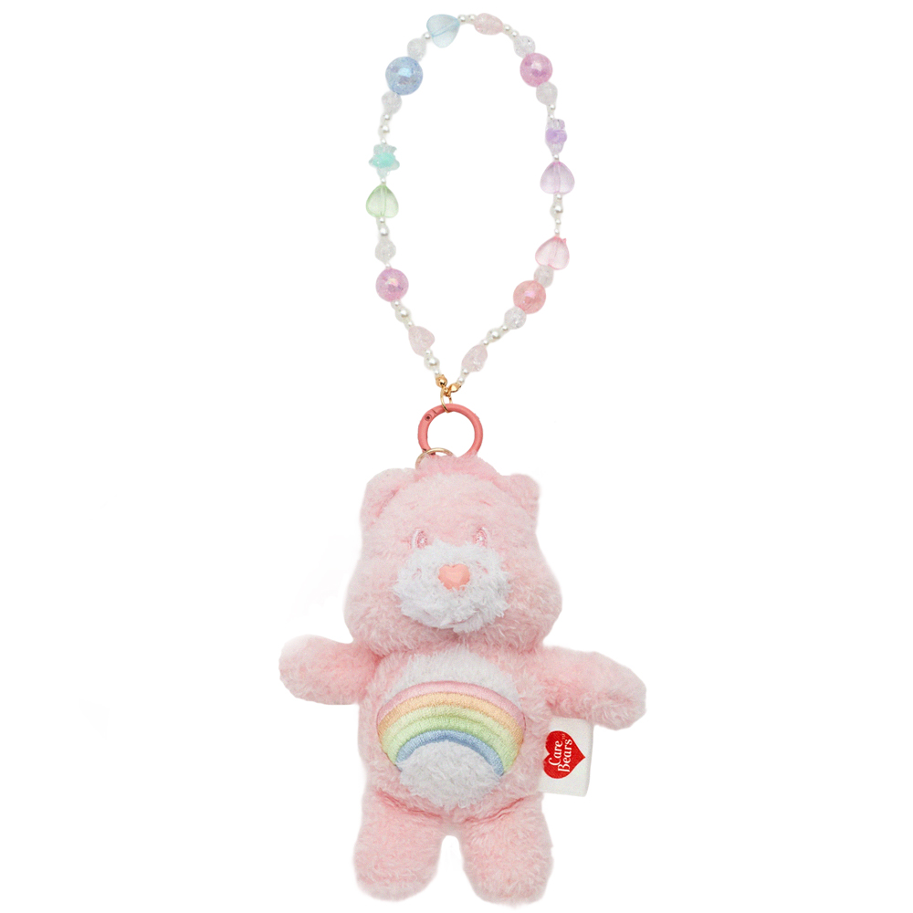 GraceGift CareBears聯名 Care Bears彩虹熊 棉花糖系列毛絨玩偶手機串珠吊飾一中盒