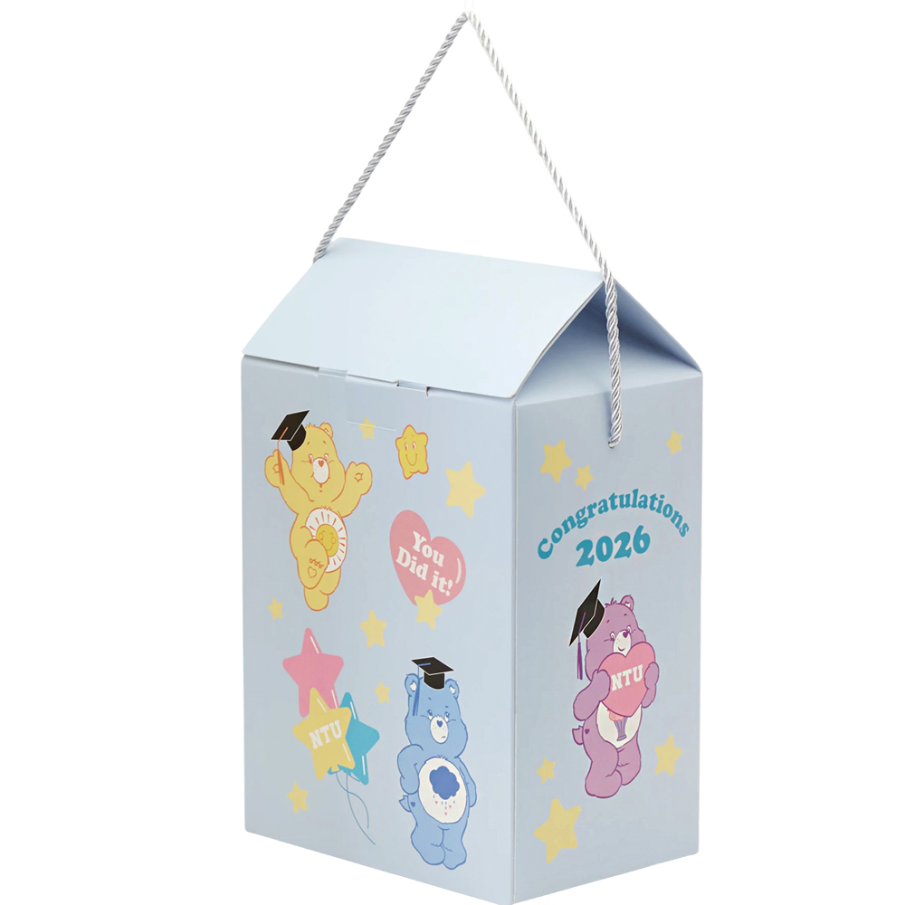 GraceGift CareBears聯名 分享小熊 NTU畢業祝福小熊吊飾禮盒 附贈手機墊片 紫