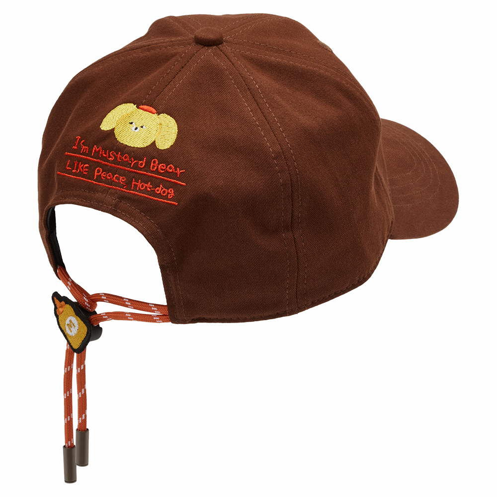 GraceGift Wasabi Bear聯名 黃芥末熊 拉繩調節電繡棒球帽 咖色