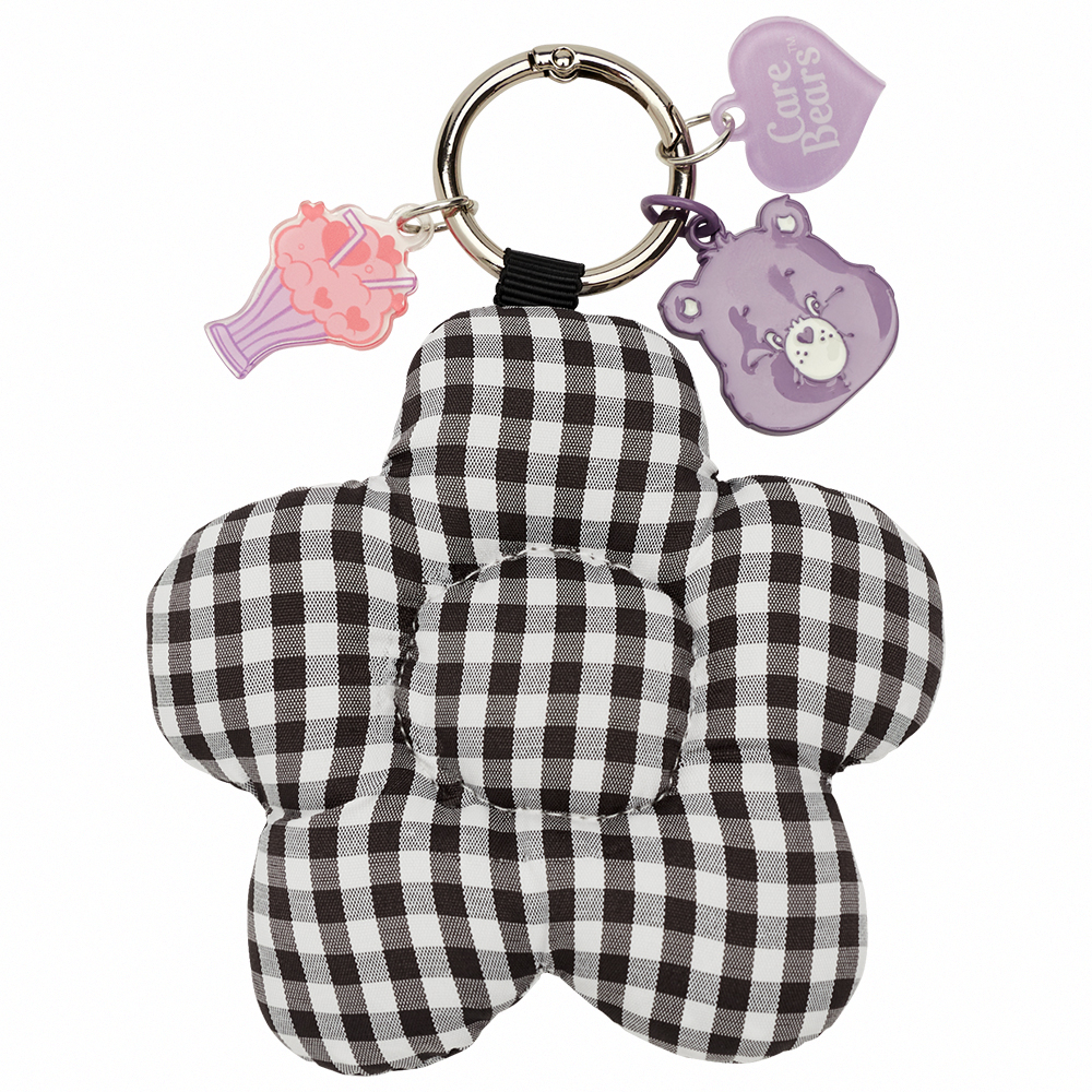 GraceGift CareBears聯名 分享小熊 Blossom系列 鋪棉小花鑰匙圈 黑